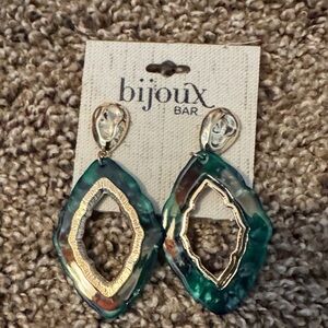 Bijoux Bar Green and Gold Statement Earrings